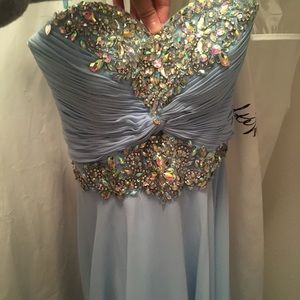 Blue Sequin Prom Dress